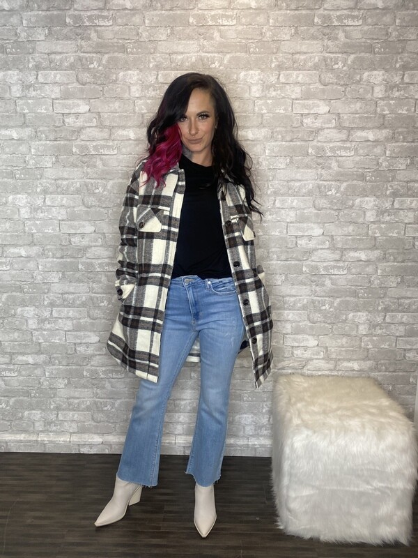 LT CREAM COMBO PLAID SHACKET