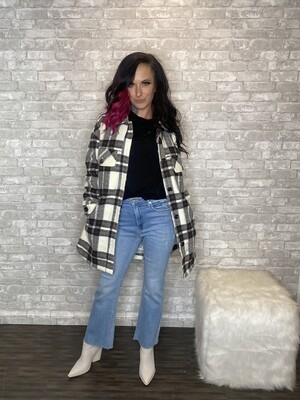 LT CREAM COMBO PLAID SHACKET