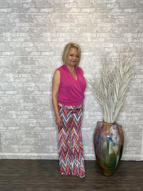 VM PALAZOO ZIGZAG FOLD OVER WAIST PANT