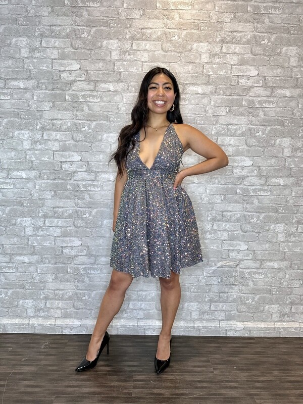 LUXXEL SEQUIN DRESS GRAY