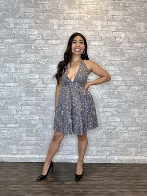 LUXXEL SEQUIN DRESS GRAY