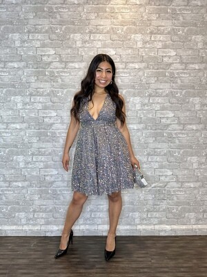 LUXXEL SEQUIN DRESS GRAY