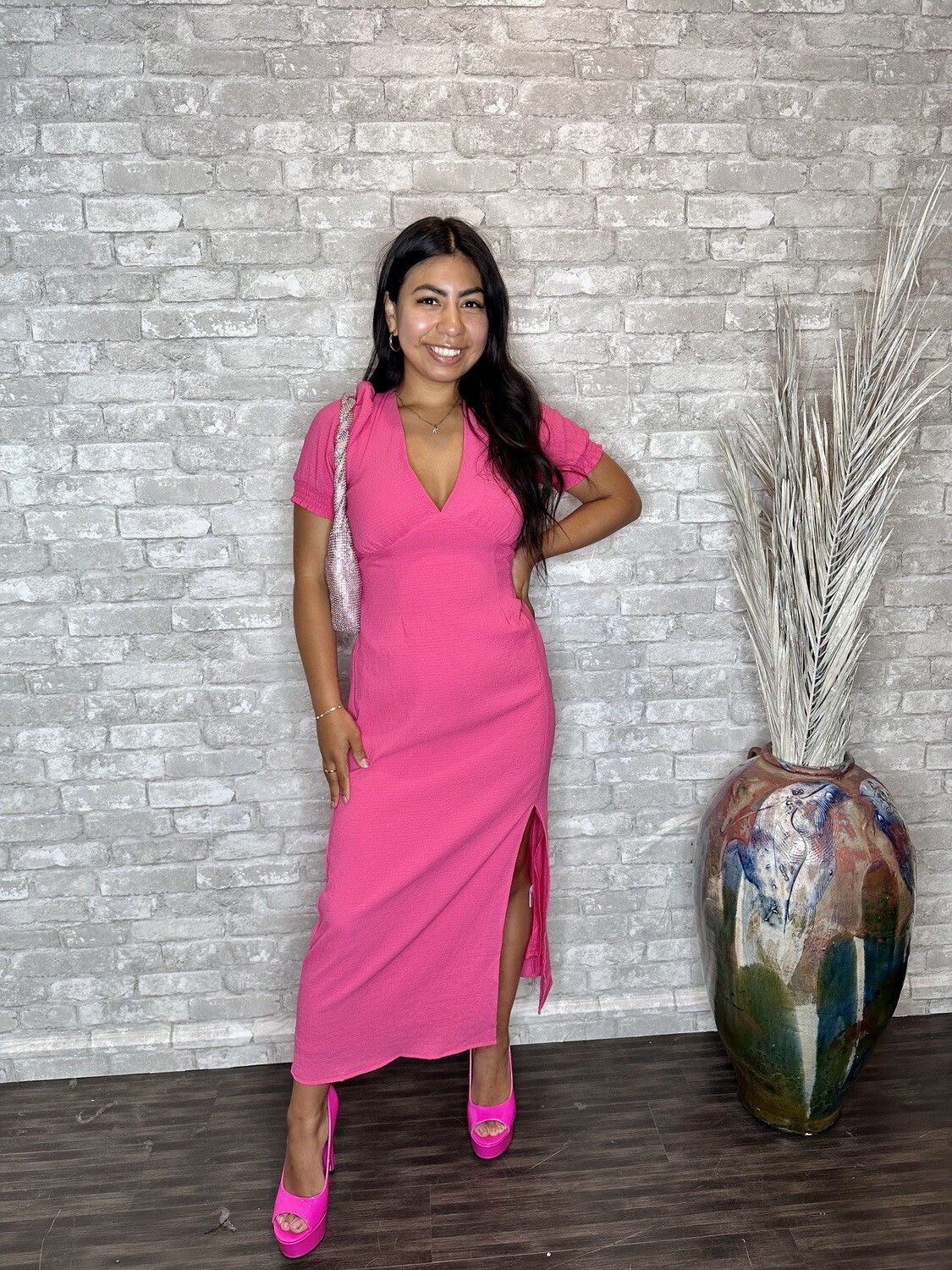 S&S HOT PINK MIDI DRESS
