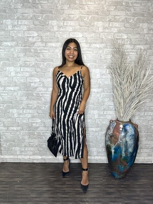 VM zebra bias midi dress