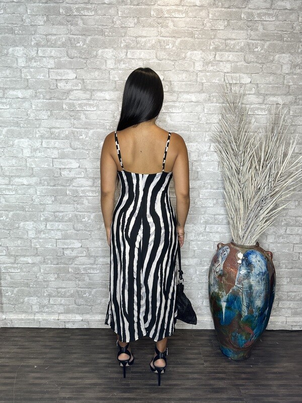 VM zebra bias midi dress