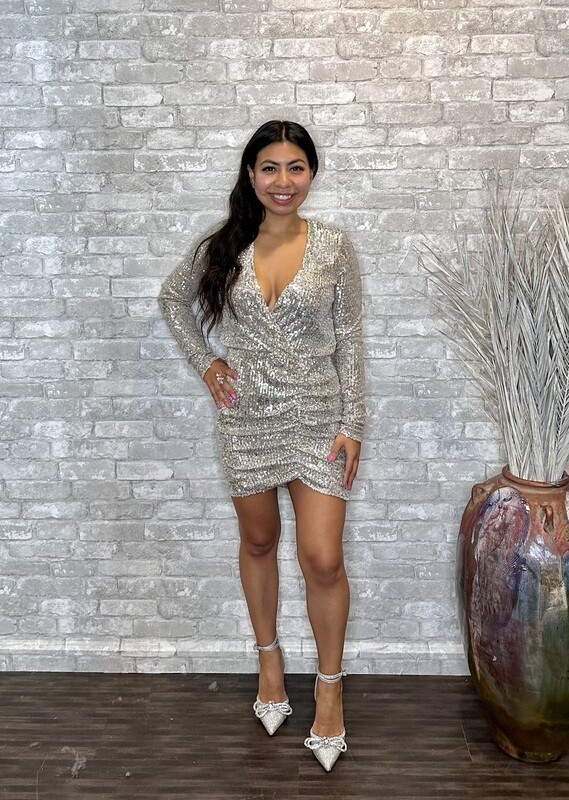 SMYMM PLATINUM SEQUIN DRESS