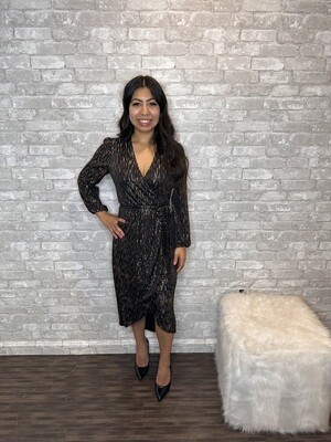 VM BLK/GOLD WRAP DRESS