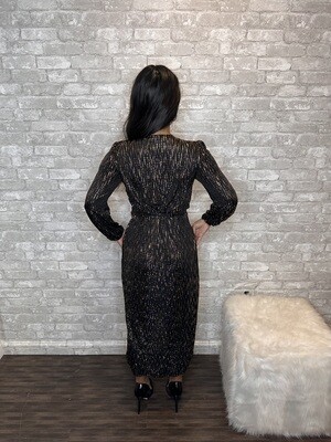 VM BLK/GOLD WRAP DRESS