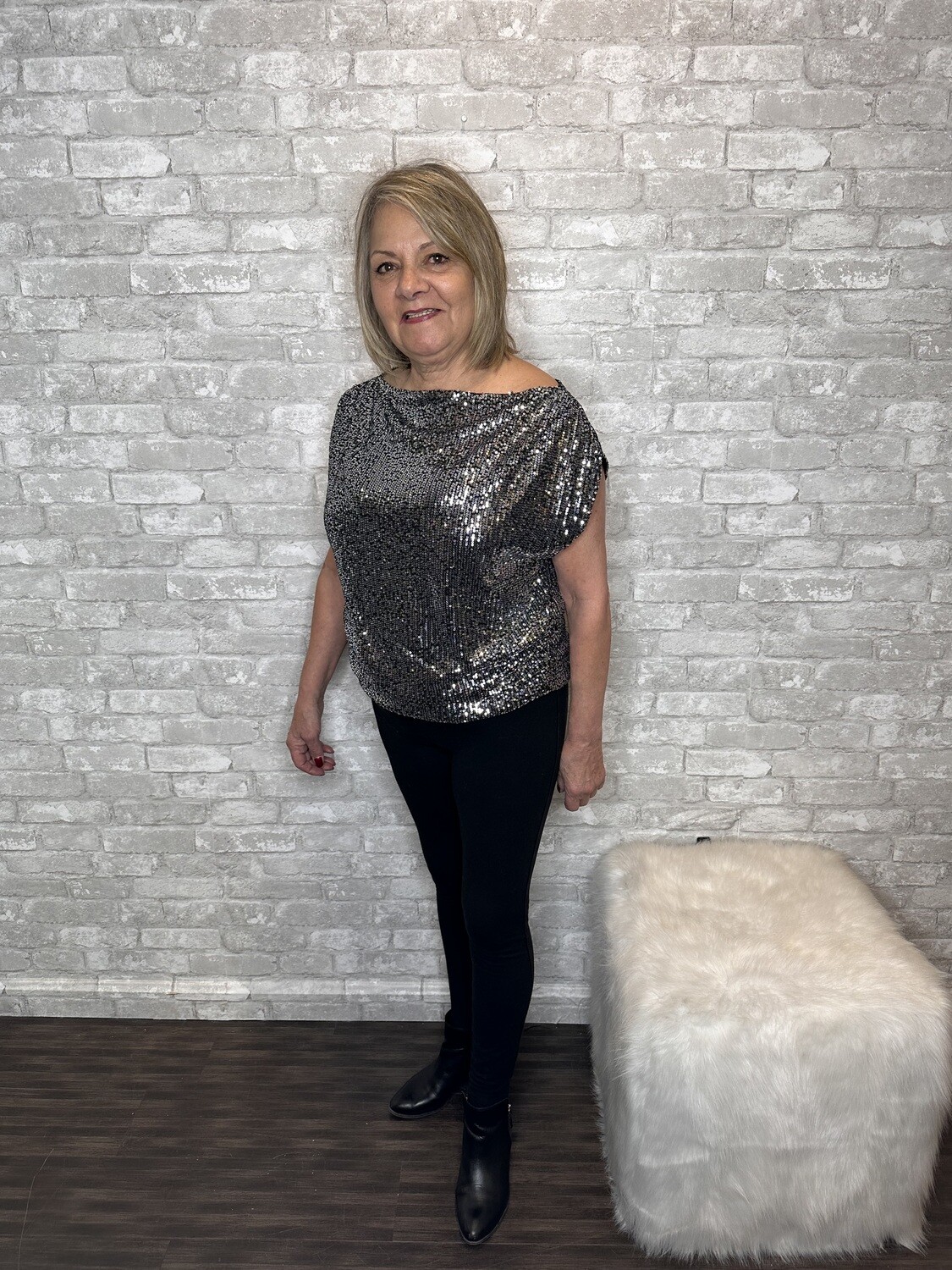 ELAN SEQUIN OFF THE SHOULDER TOP