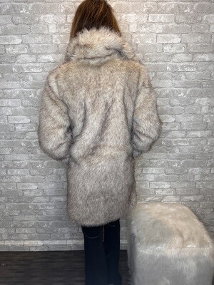 LT TAUPE FAUX FUR SHAG COAT