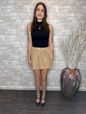LELIS LOW WAIST PLEATED CORDUROY SKIRT