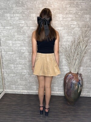 LELIS LOW WAIST PLEATED CORDUROY SKIRT