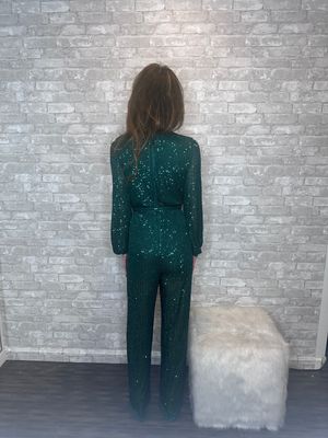 VOTIQUE GREEN SEQUIN JUMPER