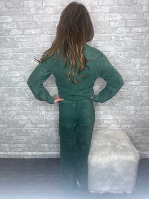 PJS QUARTER ZIP SWEATER SAGE GREEN