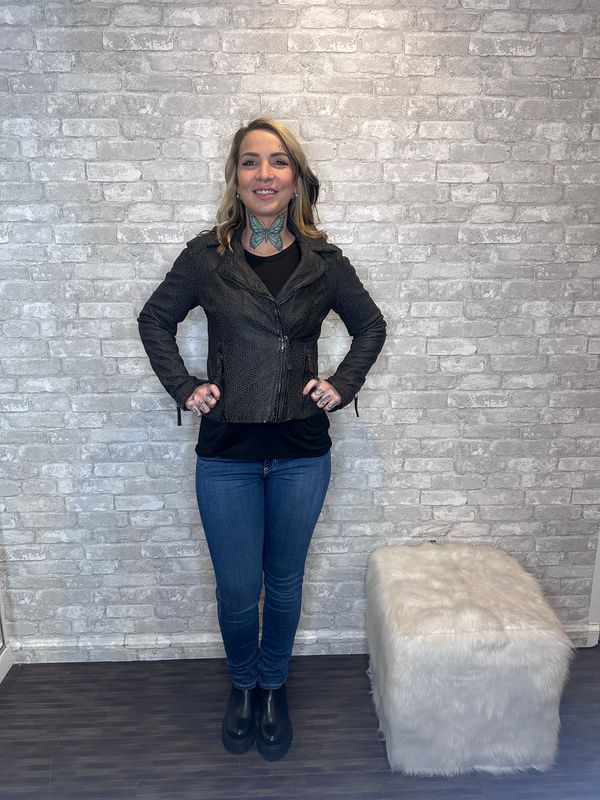 MAURITIUS CHARCOAL ANIMAL PRINT JACKET