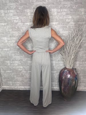 SAGE THE LABEL HEATHER GREY RIB KNIT PALAZOO