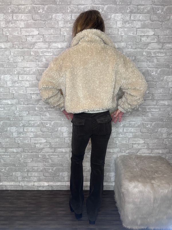 SAGE THE LABEL OATMEAL COZY BOMBER JACKET