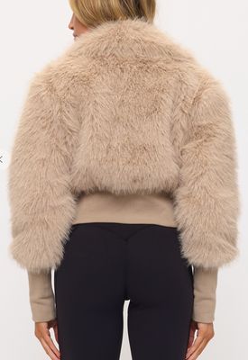 LACOALITION BROWN TEDDY PUFFER W/BLK SHEARLING