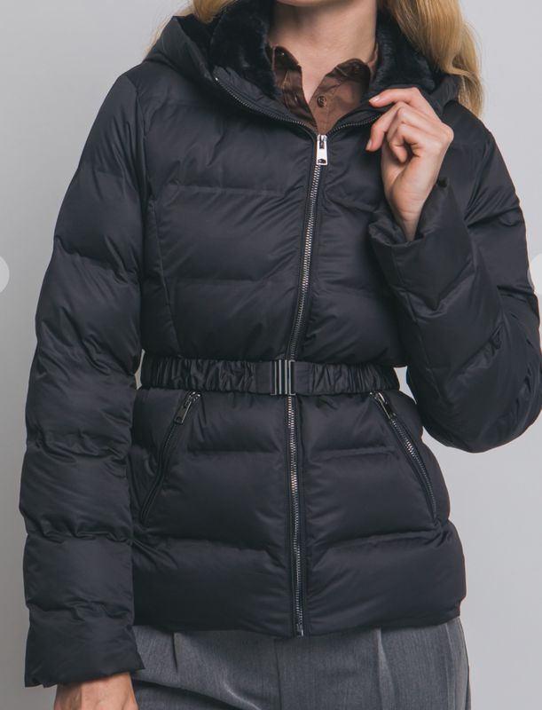 LOVE TREE HOODED BELTED PUFFER JACKET