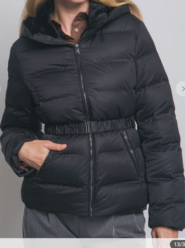 LOVE TREE HOODED BELTED PUFFER JACKET