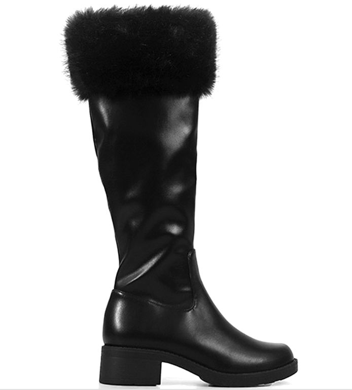 AVALON BLK FUR TRIMMED BOOTS