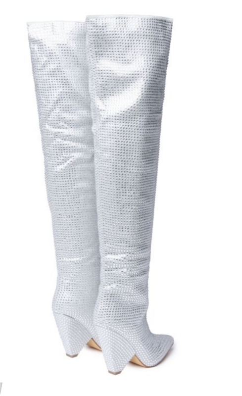 LILIANA NANO RHINESTONE LEG BOOT SILVER