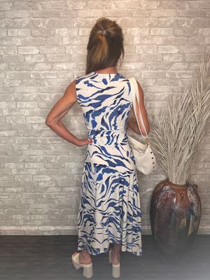 VM BLUE/WHITE SLEEVLESS HANKERCHIEF BOTTOM MIDI
