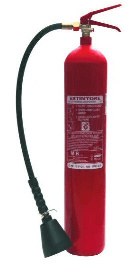ESTINTORE PORTATILE A CO2 DA 5 KG con bombola in acciaio