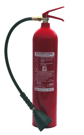 ESTINTORE PORTATILE A CO2 DA 5 KG con bombola in lega di alluminio