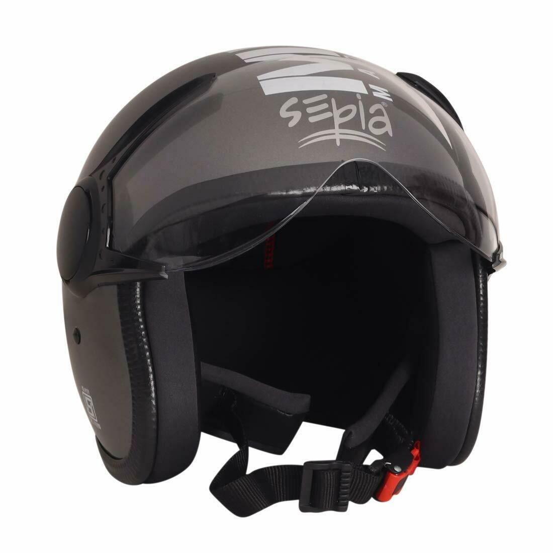 Sepia Muscle Rider Open Face Helmet (Metallic Grey, M)