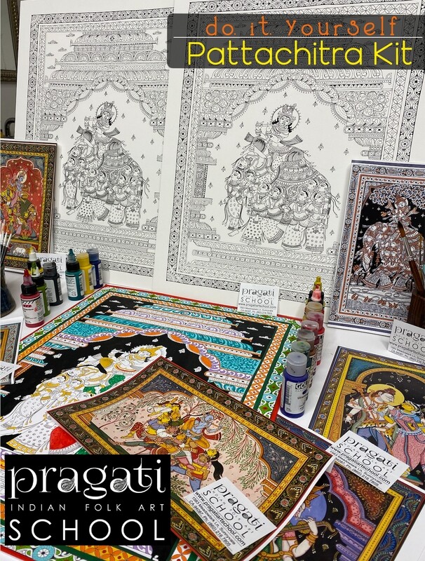 Pattachitra &quot;Krishna - Naari Kunjar&quot; DIY Kit (Large)