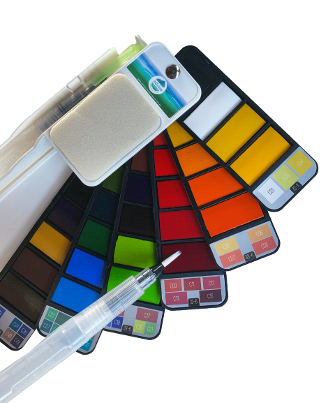 Artfulness Watercolour Palette with Refillable Paintbrush
