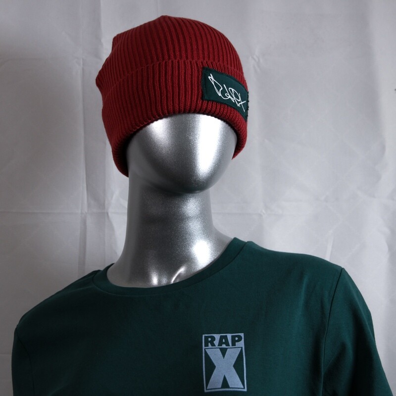 RAPX FISHERMAN RIB BEANIE red earth / green white