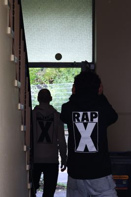 RAPX backside LOGO HOOD black / white