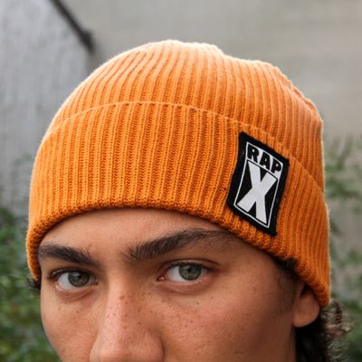 RAPX FISHERMAN RIB BEANIE ocre / black white