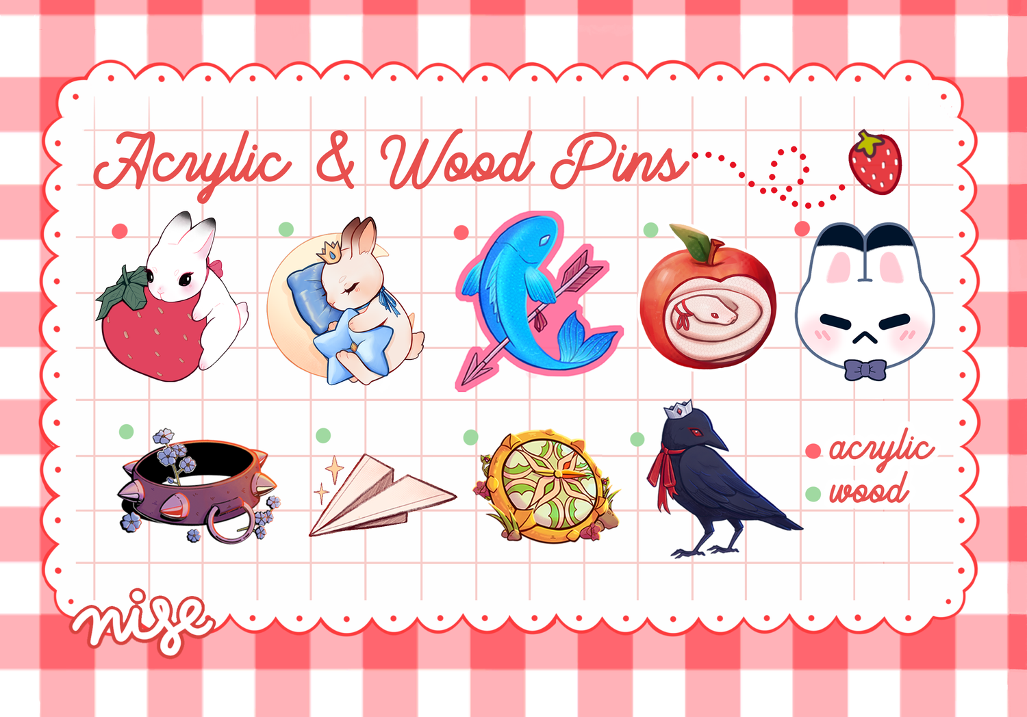 ✧ Acrylic and Wood Pins ✧