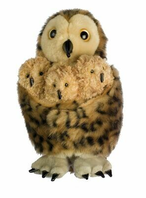 Tawny Owl with Three Baby Finger Puppets
