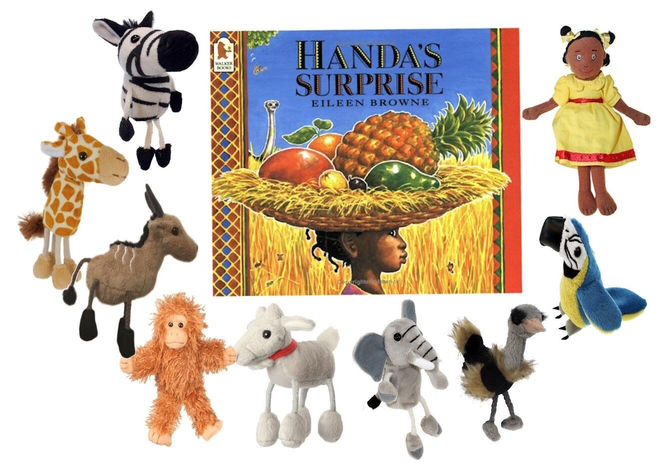 Handa's Surprise Puppet Story Sack Bag Book Set