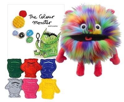 The Colour Monster Puppet & Finger Puppet Story Sack Bag Book Set - Story About Emotions -
Worry Eater