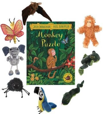 Monkey Puzzle Finger Puppet Book Story Bag Set