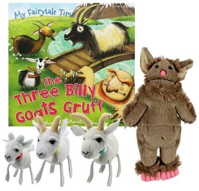 Three Billy Goats Gruff Finger Puppets Story Sack Book Bag Set