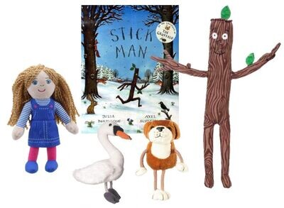 Stick Man Toy Finger Puppet Book Story Bag Set