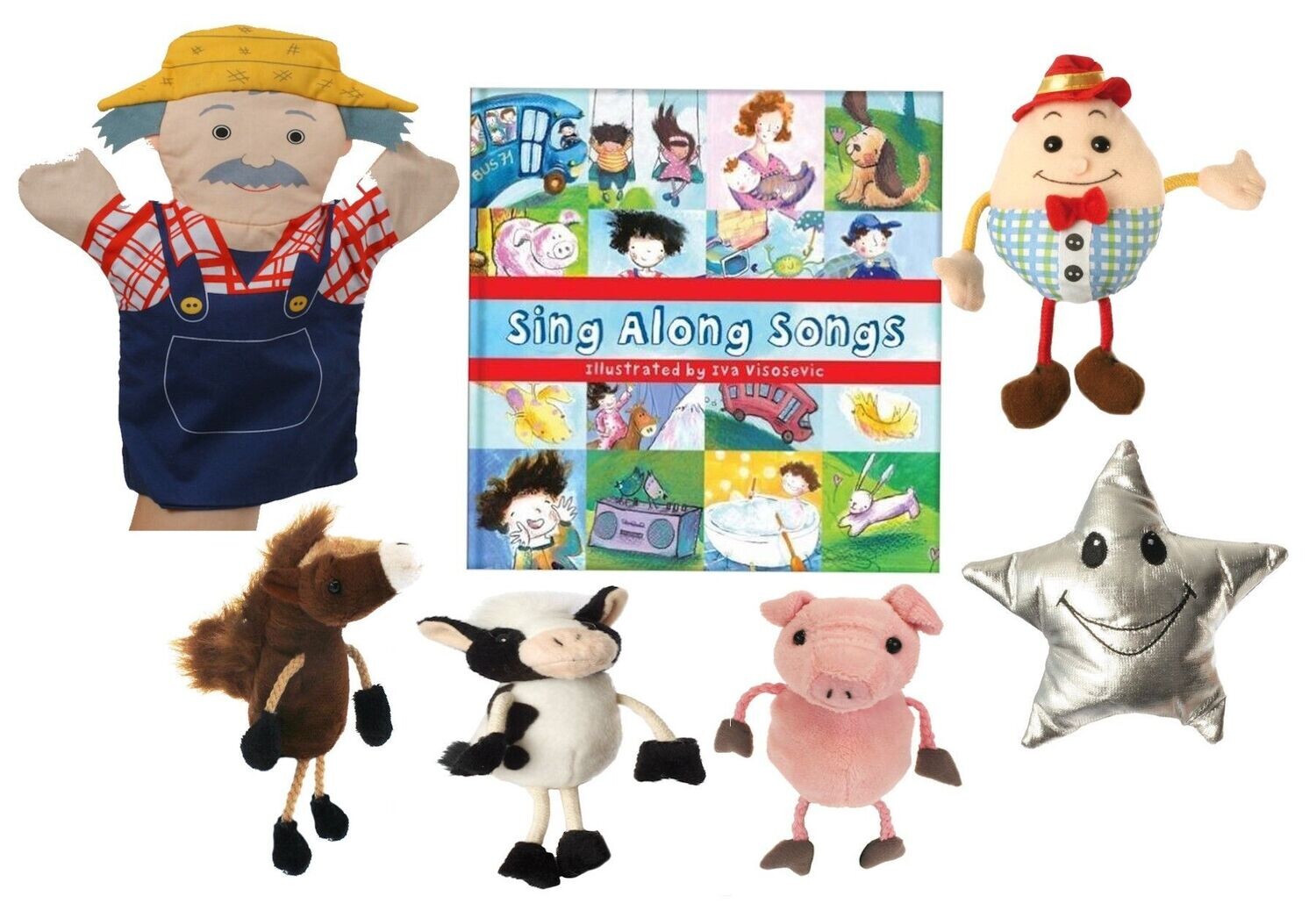 Nursery Rhyme Finger Puppet Story Book Bag Set EYFS