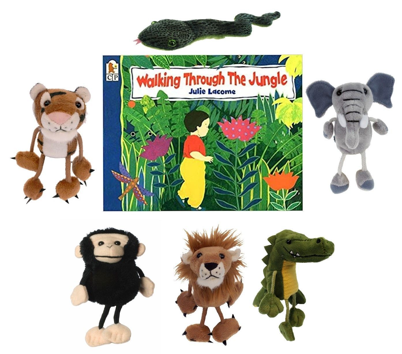 Walking Through The Jungle Finger Puppet Story Book Set