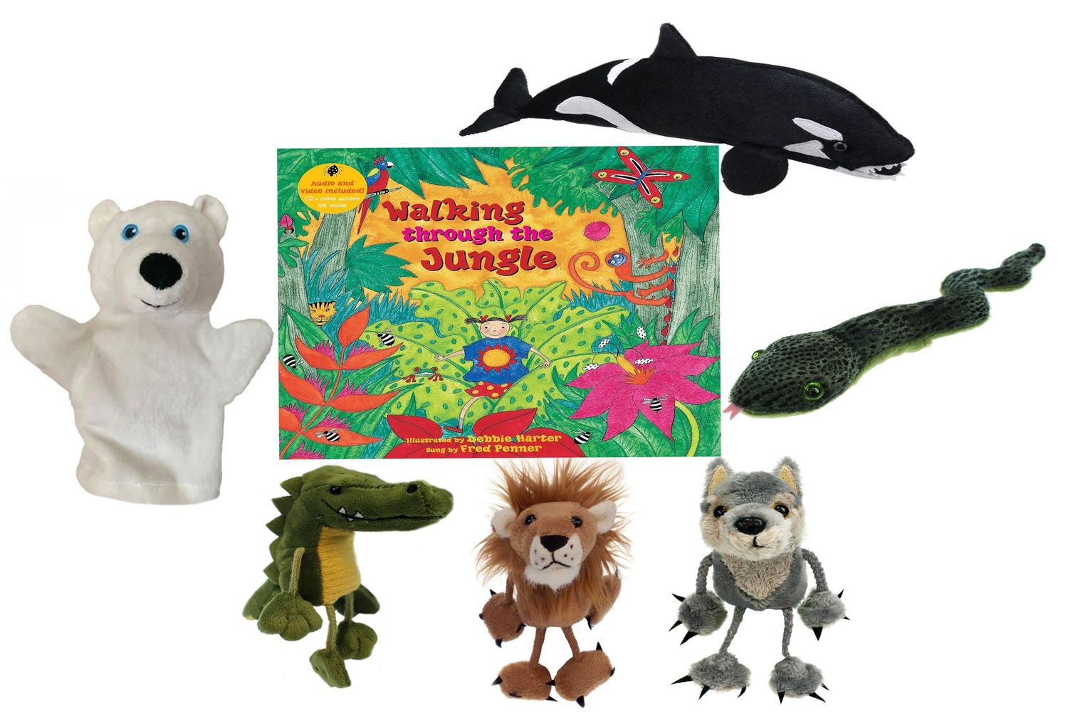 Walking Through The Jungle Finger Puppet Story CD Book Set