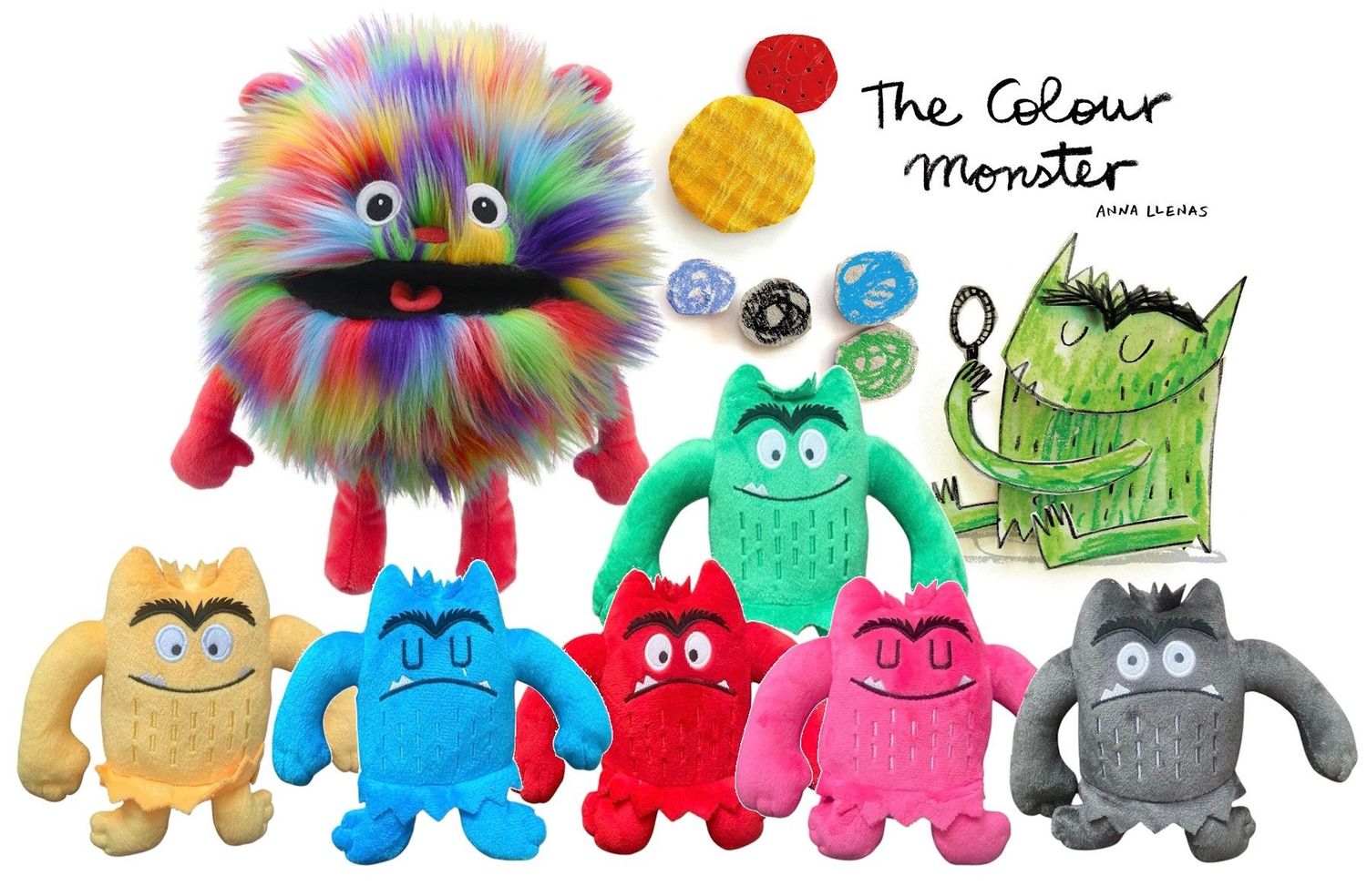 The Colour Monster  Puppet & Colour Monster Toy Set Story Sack Bag Book Set - Story About Emotions - Worry Eater