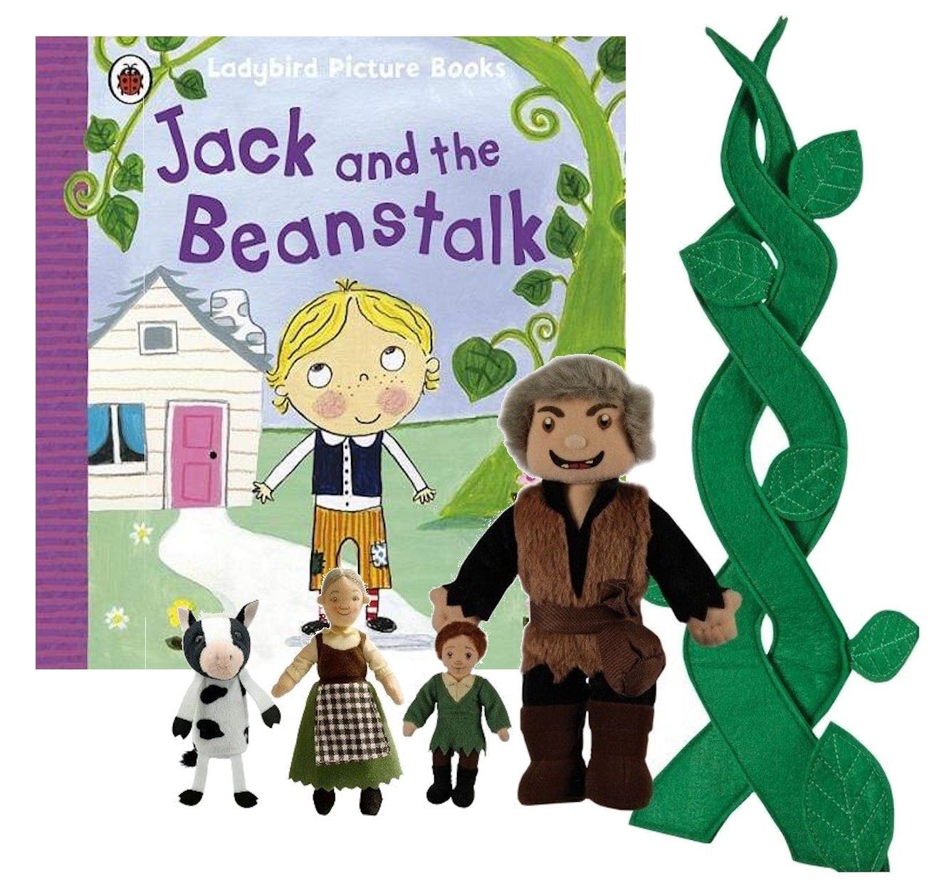Jack & The Beanstalk Finger Puppets Story Sack Book Bag Set