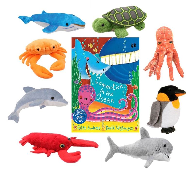 Commotion In The Ocean Puppet Book Story Sack Bag Set