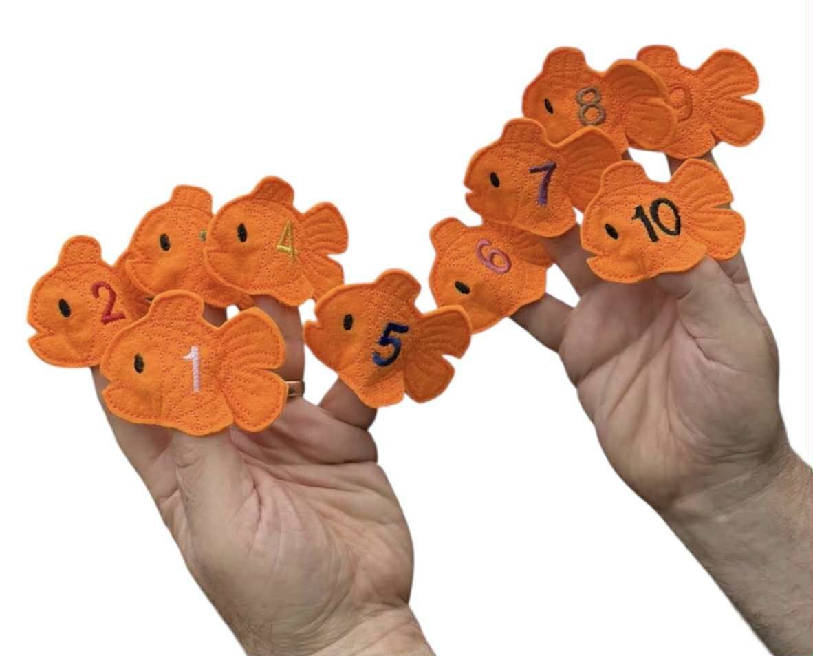 Ten Little Fishes Number Finger Puppets – Counting & Storytelling Set Nursery Rhyme Song Nursery Preschool Resources EYFS