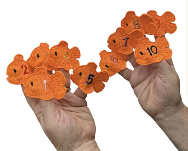Ten Little Fishes Number Finger Puppets – Counting & Storytelling Set Nursery Rhyme Song Nursery Preschool Resources EYFS
